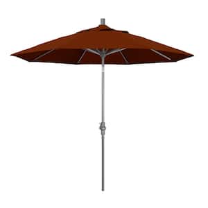 9 ft. Hammertone Grey Aluminum Market Patio Umbrella with Collar Tilt Crank Lift in Brick Pacifica