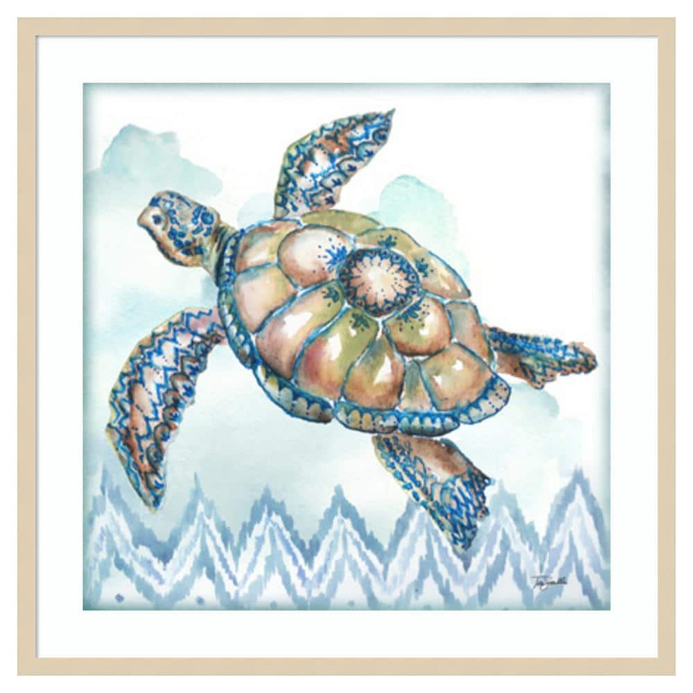 Boho Shells I Sea Turtle Svelte Natural Framed Wall Art Print