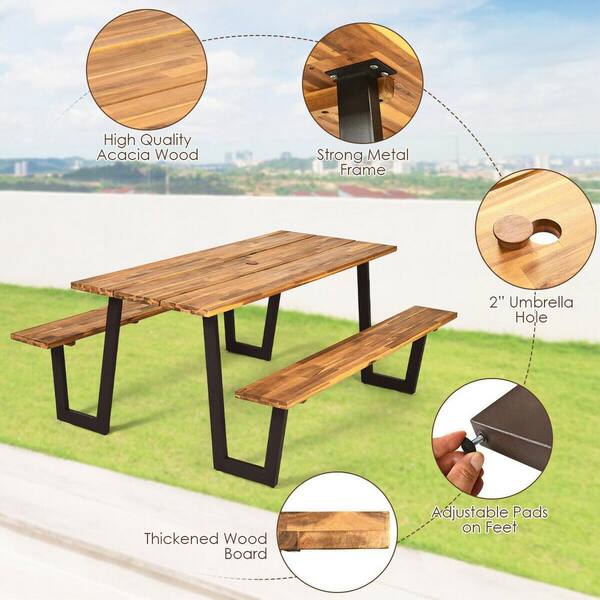 home depot picnic table with umbrella hole