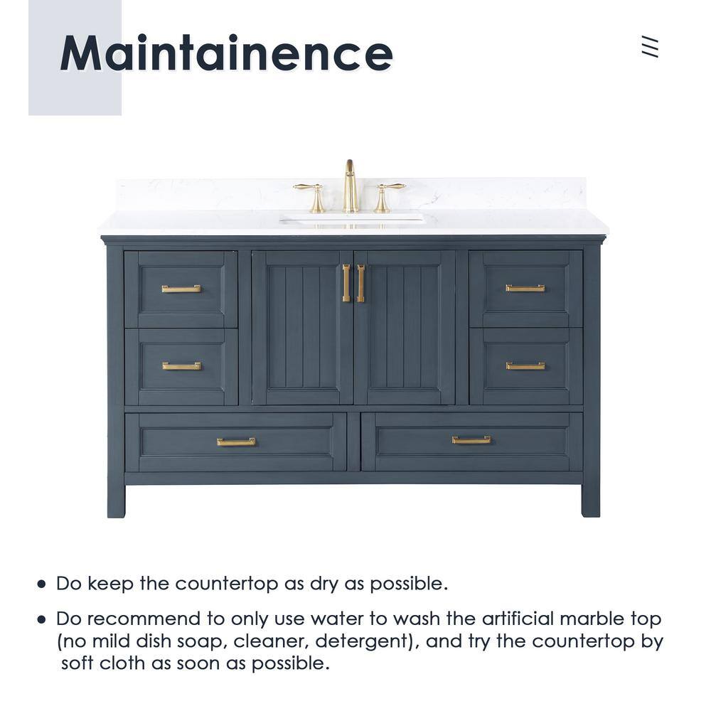 Isla 72" Classic Blue Double Sink Bathroom Vanity with White Stone Top