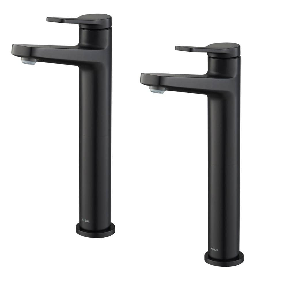 KRAUS Indy Single Handle Vessel Sink Faucet in Matte Black (2Pack) KVF