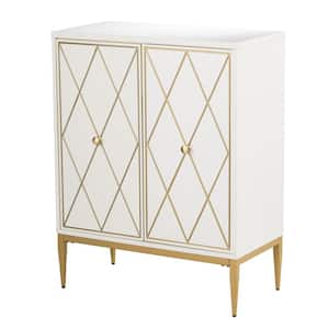 Marradi White Decorative Storage Cabinet with Double Doors