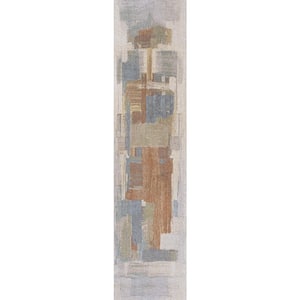 Cream/Multi 2 ft. x 8 ft. Weaver Abstract Coastal Watercolor Machine-Washable Runner Rug