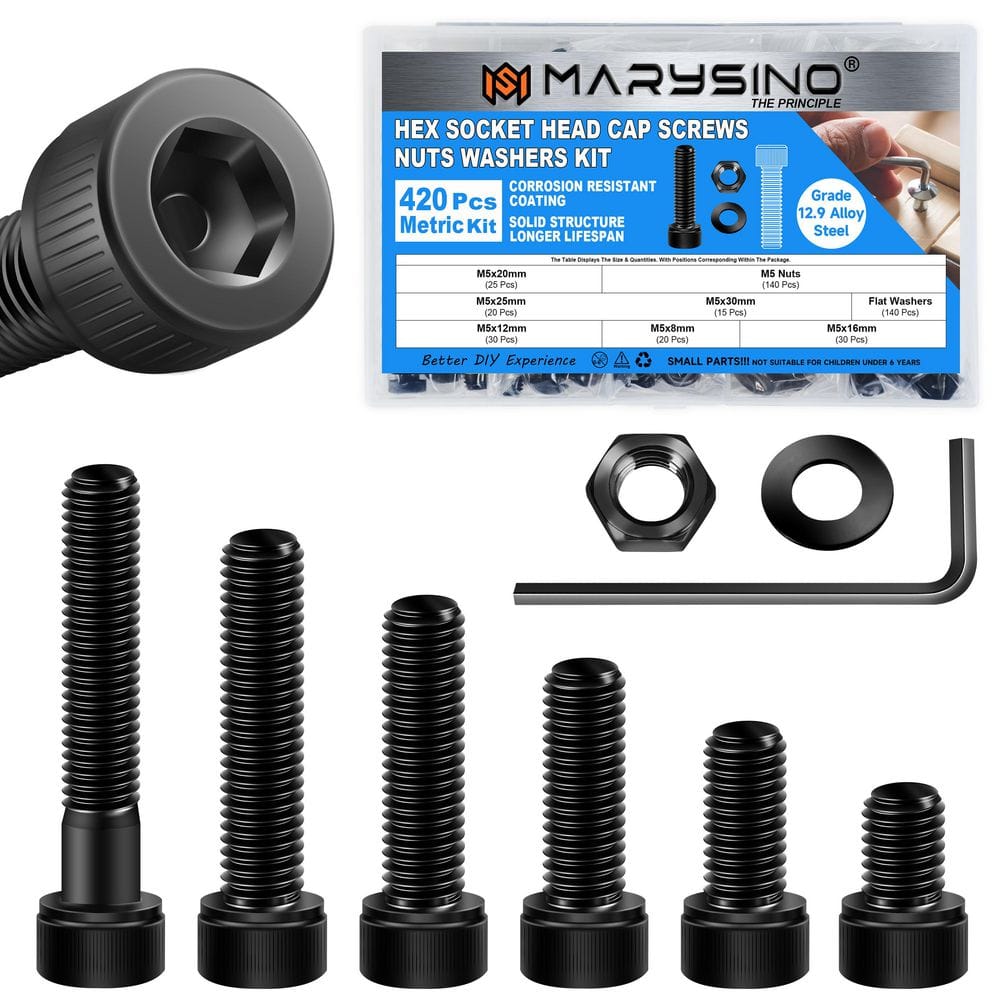 M5 Carbon Steel Bolt and Screw Assortment Kit, Grade 12.9 (420-Piece) price history on PriceWatchPro