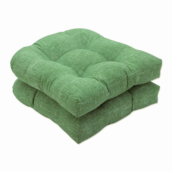 Pillow Perfect Solid 19 x 19 Outdoor Dining Chair Cushion in Green (Set of 2)