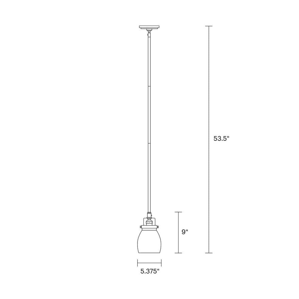 Brushed Nickel Mini Pendant with Clear Seeded Glass Shade