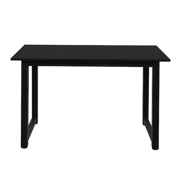 Outopee 47.2 in. W Rectangular Black Wooden Steel Frame Computer Desk
