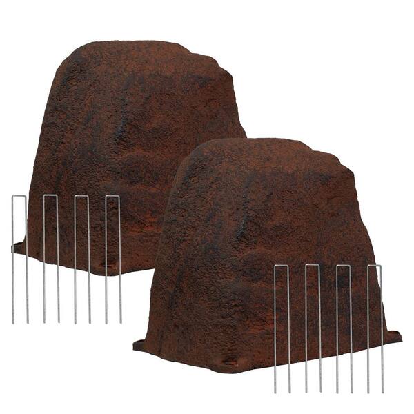Flat-Top Artificial Landscape Rock with Stakes-Rust-2 Pack