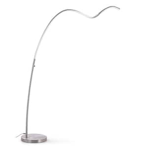 Spiral 78 in. Brushed Nickel Integrated Dimmable LED Tube Arc Floor Lamp