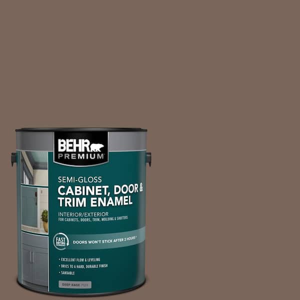 BEHR PREMIUM 1 gal. #AE-5 Chocolate Brown Semi-Gloss Enamel Interior/Exterior Cabinet, Door & Trim Paint