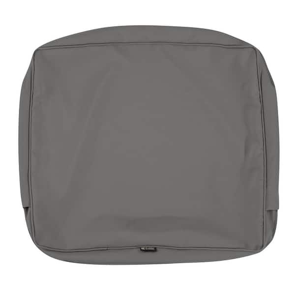 Classic Accessories Montlake FadeSafe 25 in. W x 20 in. H x 4 in. D Patio Lounge Back Cushion Slip Cover in Light Charcoal Grey