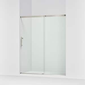 Setra 57-60 in. W x 71 in. H Frameless Sliding Shower Door in Brushed Nickel with 1/4 in. Thick Clear Tempered Glass