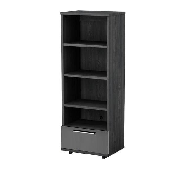 South Shore Reflekt 4-Shelf Bookcase in Gray Oak