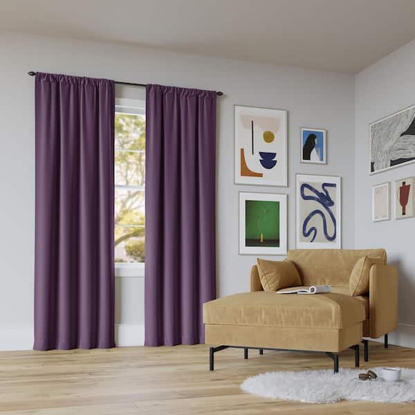 Sun Zero Rianna Theater Grade Amethyst Purple Polyester 40 in. W x 63 in. L Rod Pocket 100% Blackout Curtain (Single Panel)
