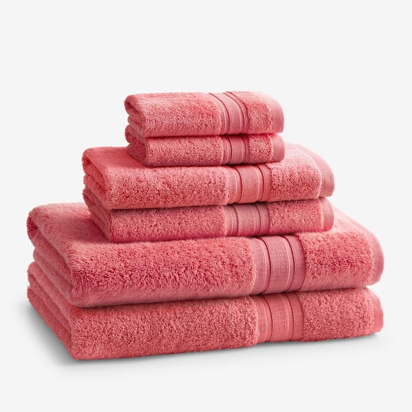 Combed Cotton Towel Sets 6 Pieces Pure Color 2 Large Bath Towels