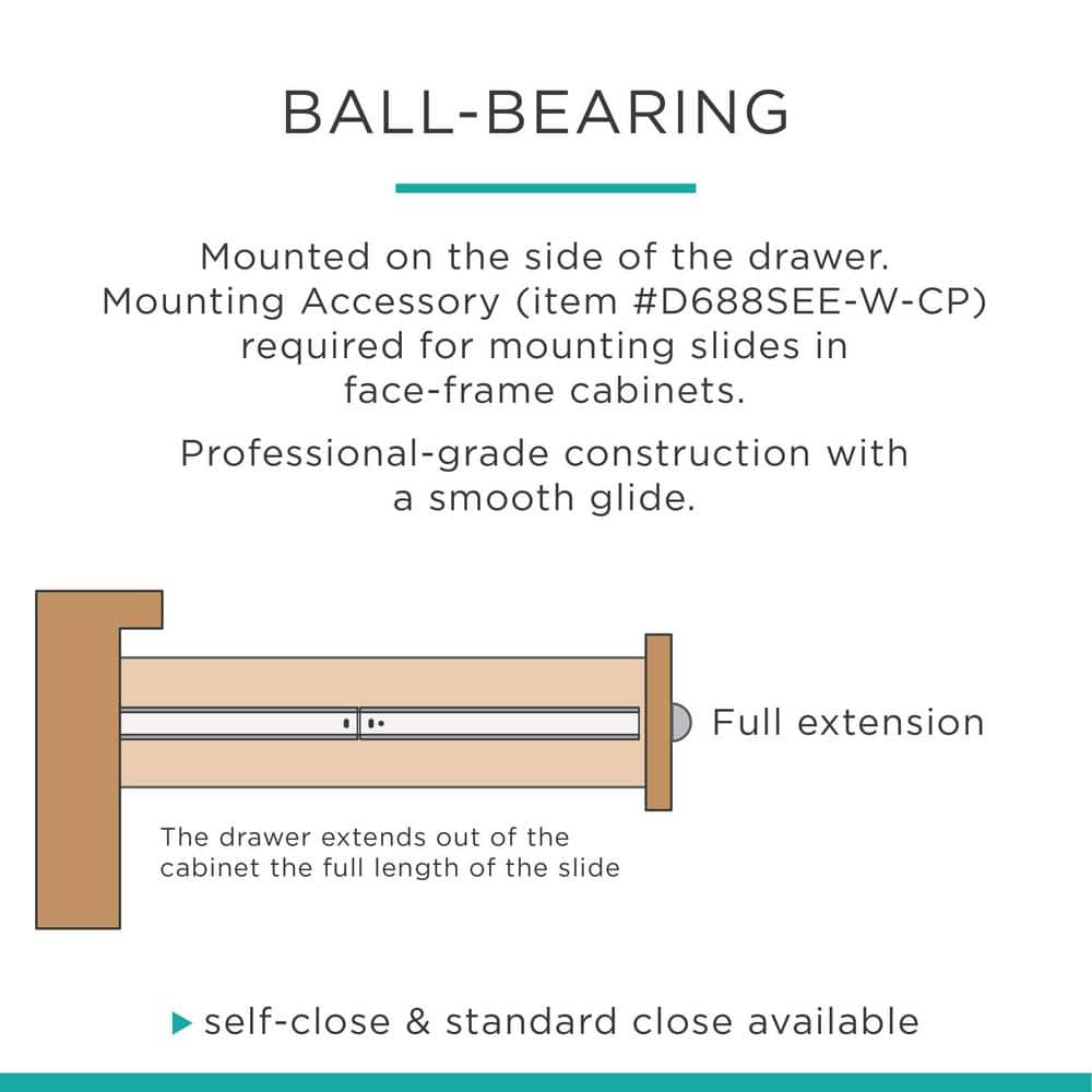 White 16-Inch Bottom Mount Drawer Slide Set