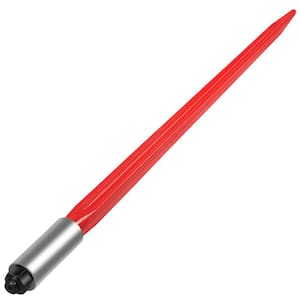 32 in. 1-3/8 in. Wide Hay Bale Spear Spike Tine Garden Forks 1350 lbs. Capacity Square Nut Tach Bobcat, Red Coated