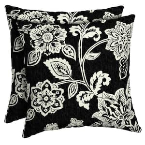 16 x 16 Ashland Black Jacobean Square Outdoor Throw Pillow (2-Pack)