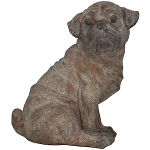 Brown Polystone Pug Dog Sculpture