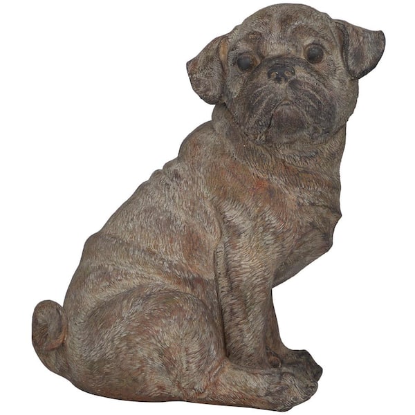 Litton Lane 13 in. x 15 in. Brown Polystone Pug Dog Sculpture