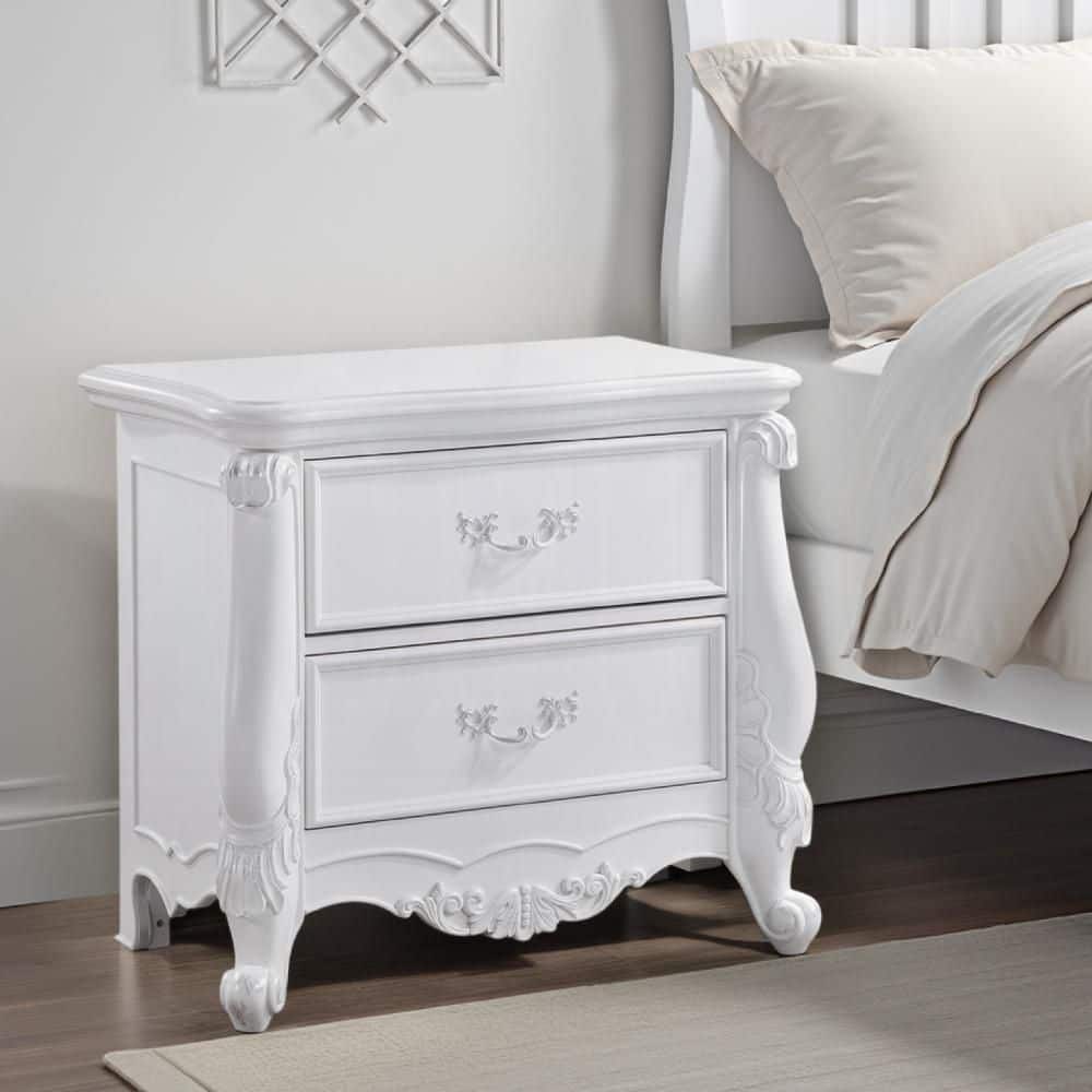 Maver White 2-Drawer 19 in. W Nightstand