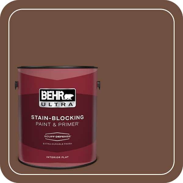 BEHR ULTRA 1 gal. #ICC-81 Traditional Leather Extra Durable Flat Interior Paint & Primer