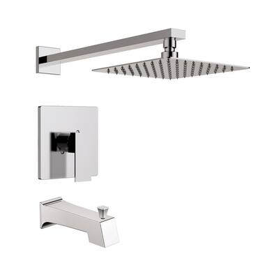 1-Handle Wall Mounted Tub and Shower Faucet Trim Kit in Brushed Nickle (Valve not Included)