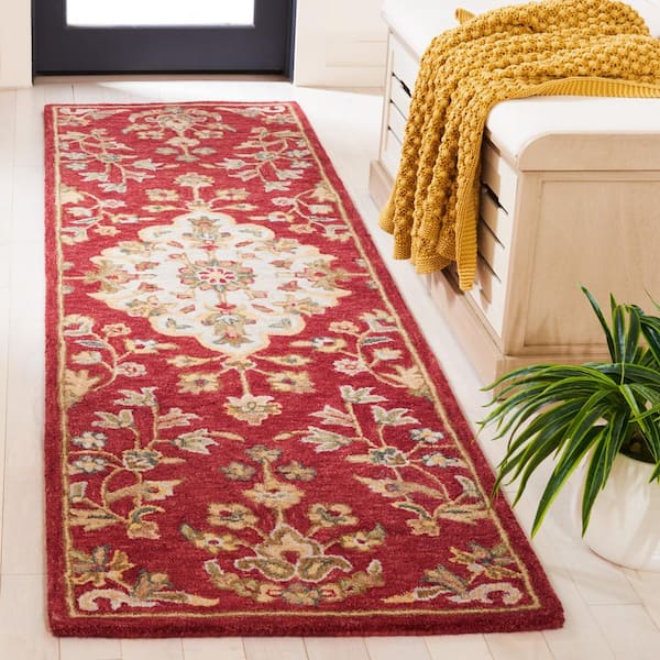 Blossom 2 ft. x 8 ft. Red/Ivory Floral Border Runner Rug