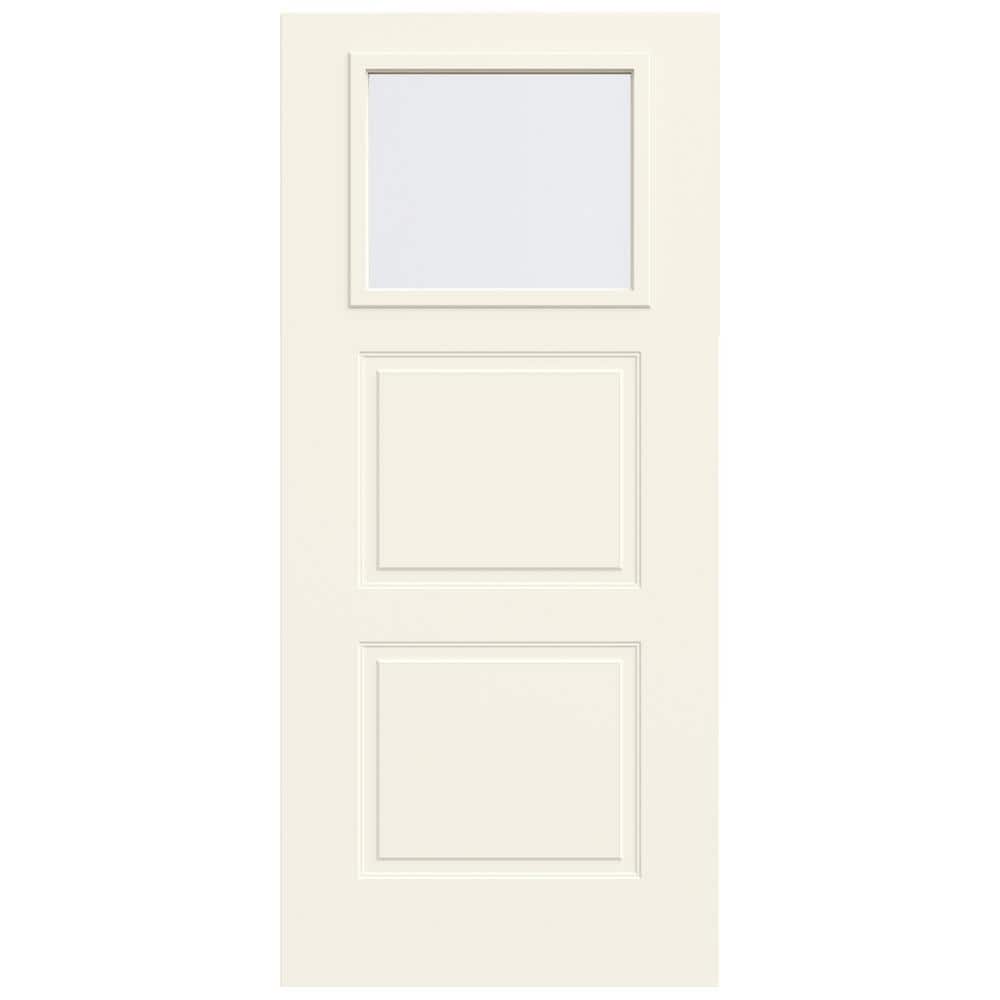 36 in. x 80 in. 2 Panel 1/4 Lite Right-Hand/Inswing Clear Glass White Steel Front Door Slab price history on PriceWatchPro