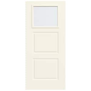 36 in. x 80 in. 2 Panel 1/4 Lite Right-Hand/Inswing Clear Glass White Steel Front Door Slab