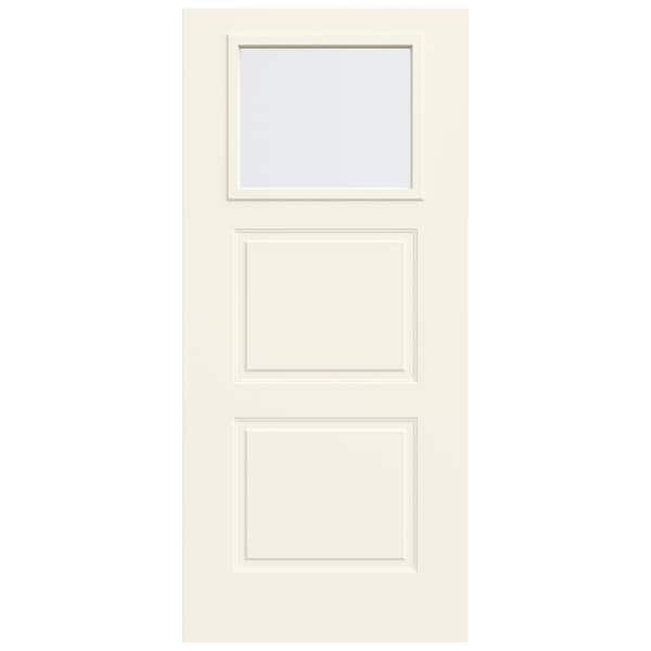 36 in. x 80 in. 2 Panel 1/4 Lite Right-Hand/Inswing Clear Glass White Steel Front Door Slab
