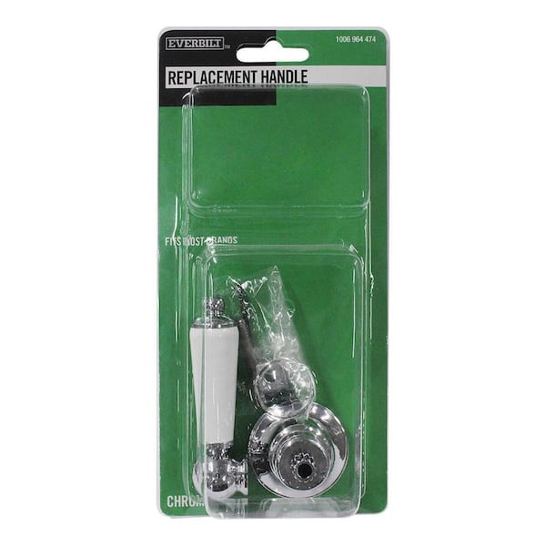 Universal Replacement Shower Faucet Handle with Lever Design in White with Chrome Trim