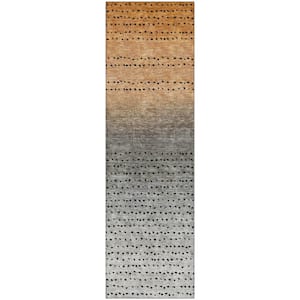 Mayfield Premium Machine Washable Abstract AMF2009 Copper 2 ft. x 7 ft. Runner Rug