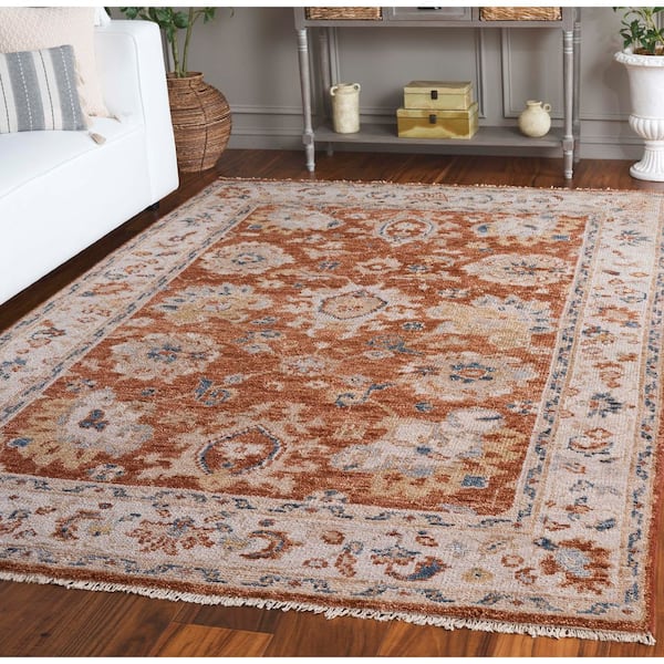 Samarkand 6 ft. x 9 ft. Rust/Beige Oriental Area Rug