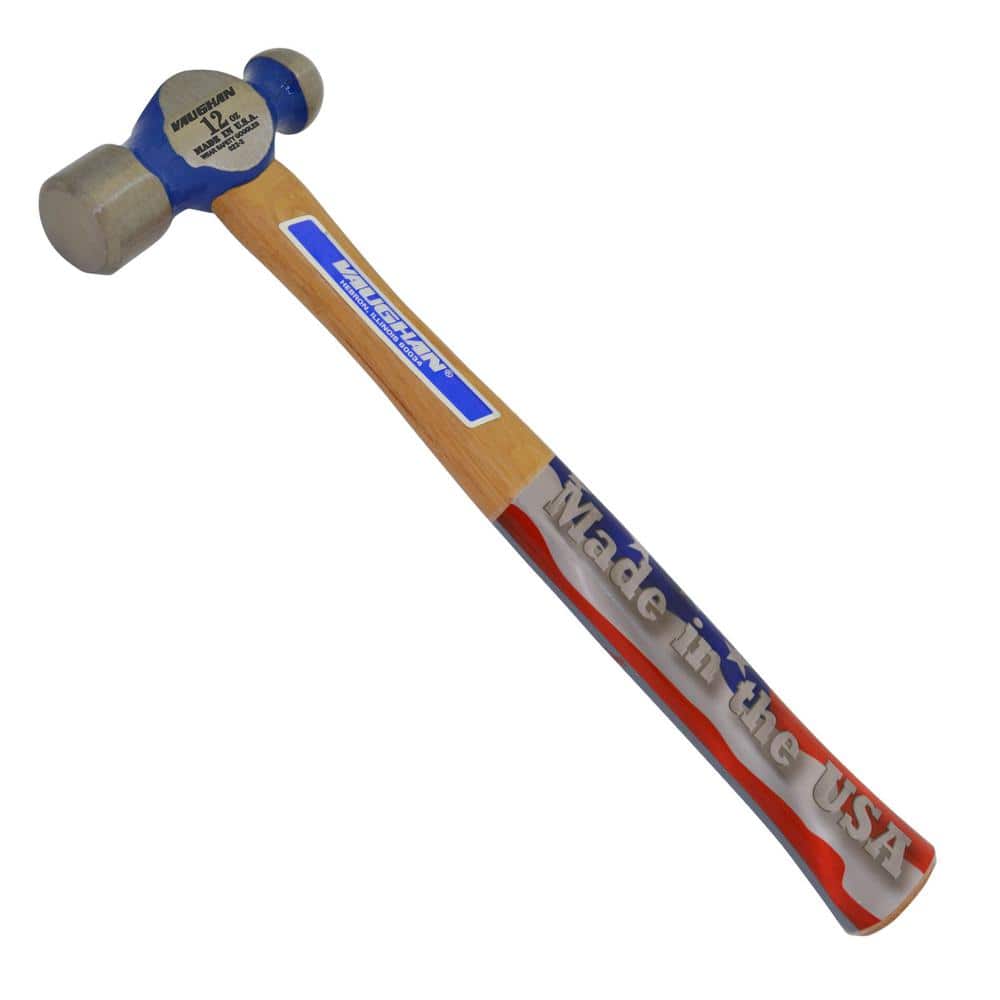 Vaughan 12 oz High Carbon Steel Ball Peen Hammer with Hickory Handle