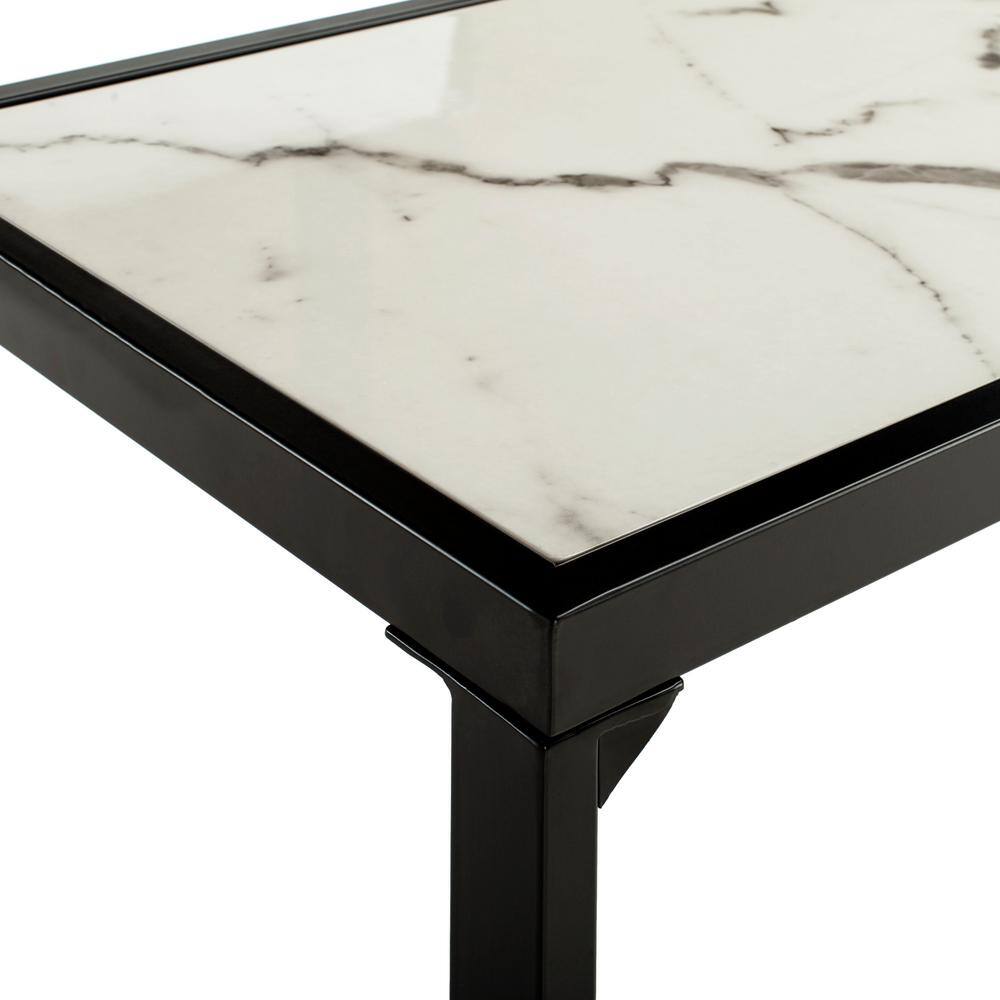 Zuri Black and White Marble Rectangular Console Table