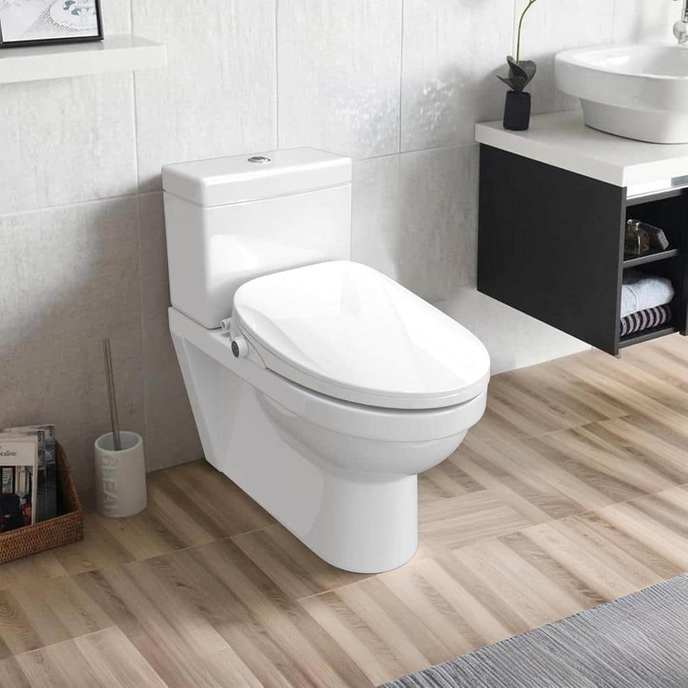 White Elongated Electric Heated Bidet Toilet Seat with Night Light