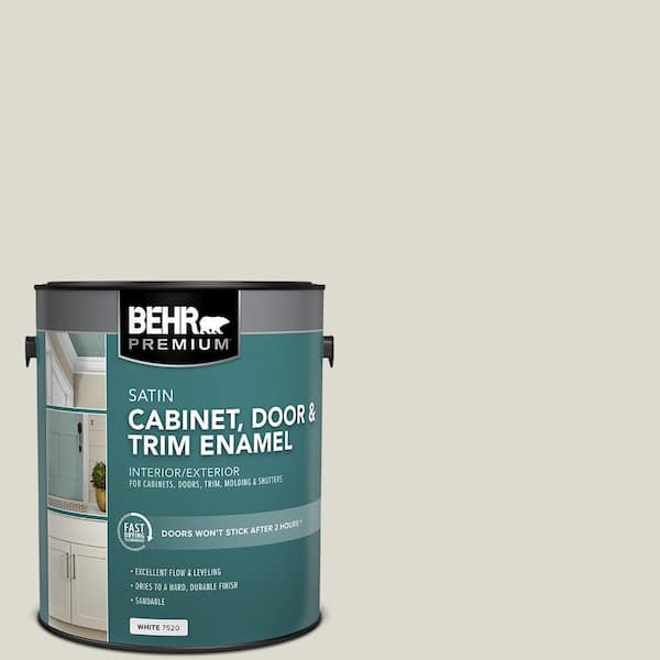 BEHR PREMIUM 1 gal. #790C-2 Silver Drop Satin Enamel Interior/Exterior Cabinet, Door & Trim Paint