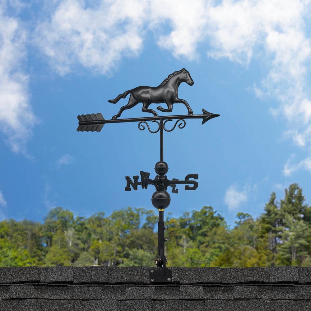 Black Aluminum Galloping Horse Rooftop Weathervane