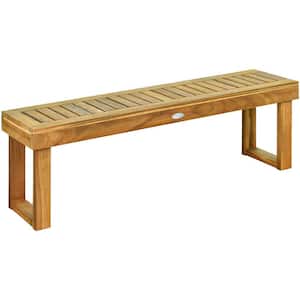 52 in. L 2-Person Natural Wood Backless Outdoor Picnic Bench