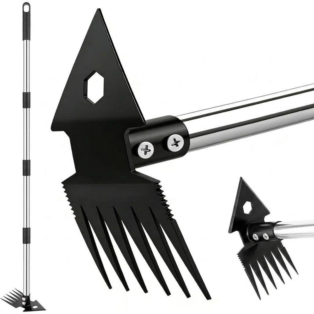 Misopily Dual-Head 2-in-1 Weeder Tool with Long Handle Manganese
