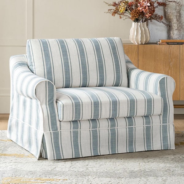 JAYDEN CREATION Kael Strip Farmhouse Polyester Slipcovered Arm Chair ...