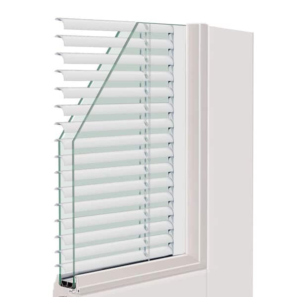 MP Doors 32 in. x 80 in. Right-Hand Inswing 1/2-Lite LowE Blinds Between Glass White Finished Fiberglass Prehung Front Door