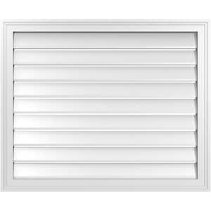 34 in. x 28 in. Vertical Surface Mount PVC Gable Vent: Functional with Brickmould Frame