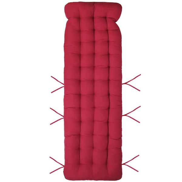 71 x 22 in. Chaise Cushion-Soft Outdoor Chair Pad, Machine Washable, Non-Slip, for Patio and Garden (Red)