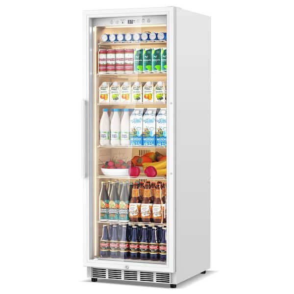 23.54 in. Single Zone 588-Cans Commercial Beverage Cooler in White with Adjustable Shelves and LED Lights