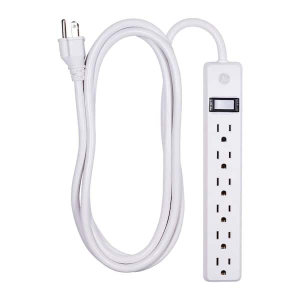 GE 6-Outlet Power Strip with 8 ft. Extension Cord, White