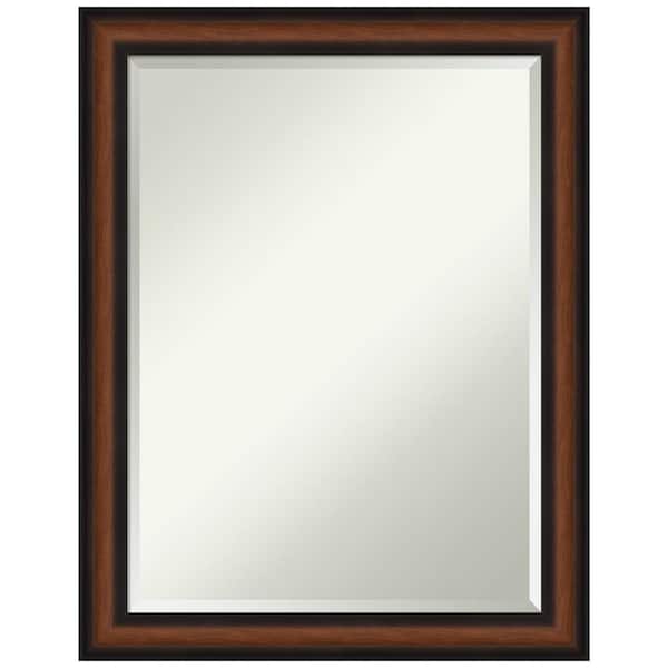 Amanti Art Medium Rectangle Walnut Cherry Beveled Glass Classic Mirror (27.5 in. H x 21.5 in. W)