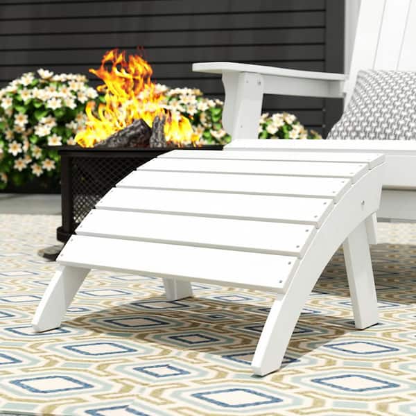 WESTIN OUTDOOR Vineyard White Plastic Outdoor Folding Adirondack Ottoman