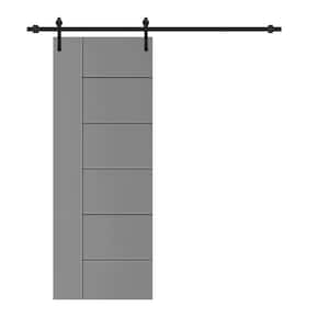 Metropolitan Series 30 in. x 80 in. Light Gray Stained Composite MDF Paneled Sliding Barn Door with Hardware Kit